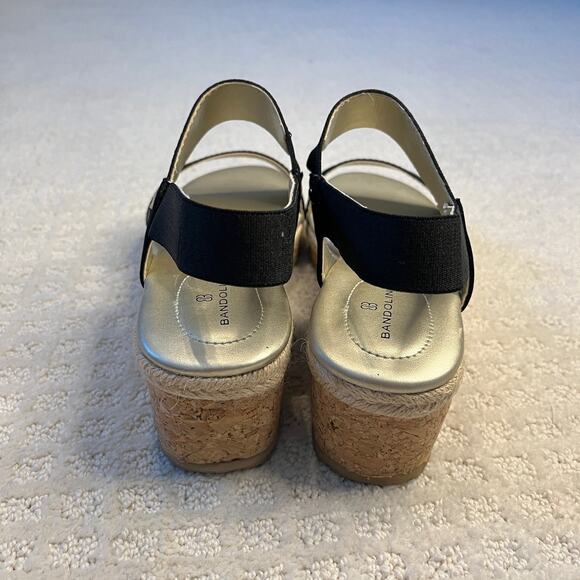 Bandolino Grace Cork Wedge Sandals Black Size 7.5 - Picture 4 of 9